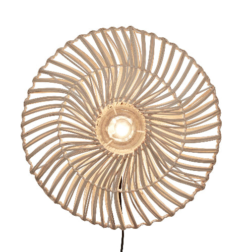 Good&Mojo Wandlamp Zanzibar S rotan/plat dia.40xh.12cm. wit